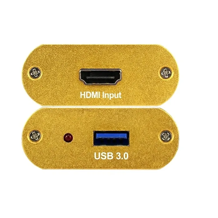 

USB Capture HDMI Video Card, Broadcast Live Stream and Record, HDMI to USB Dongle Full HD 1080P Live Streaming Video Game Grabbe, Golden