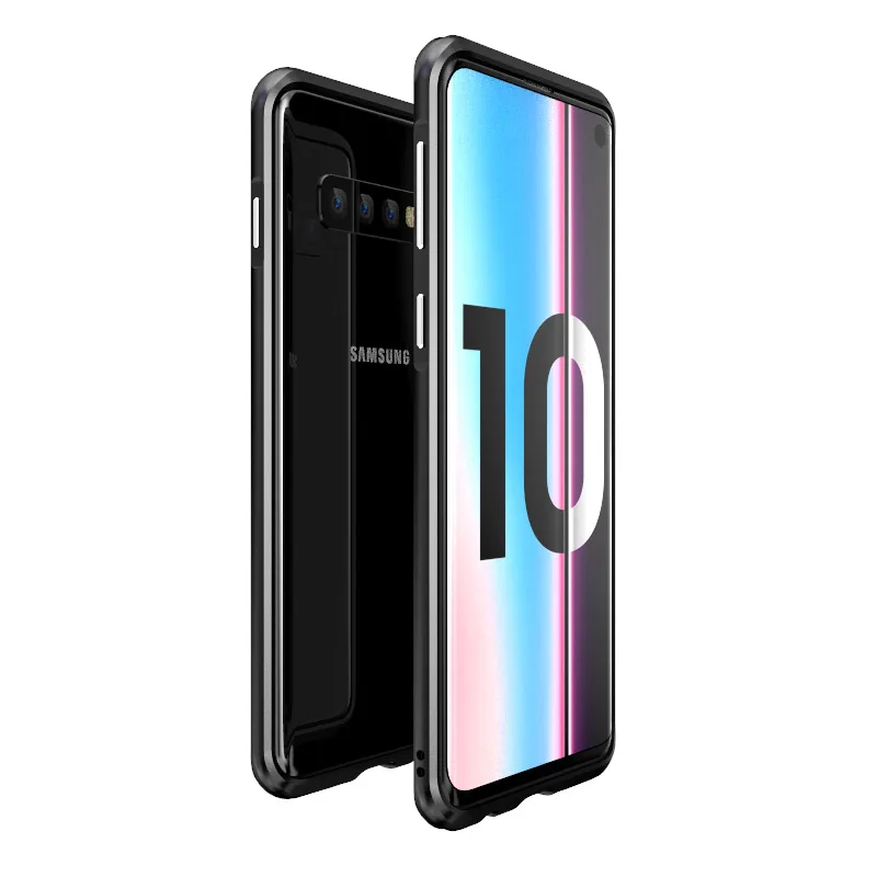 

Luphie Shockproof Metal Bumper Armor Luxury Frame Bumper Coque Phone Case for Samsung Galaxy S10, Black;blue