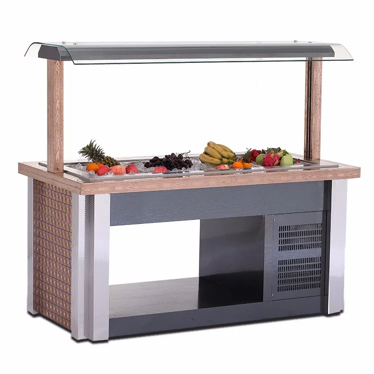 Nice Design Wooden Structure Big Capacity Pan Refrigerated Salad Bar
