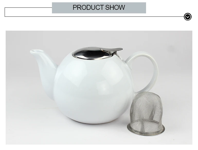 Traditional White Ceramic Carnaby Script Teapot Loose Leaf Infuser Tea Jug Pot 