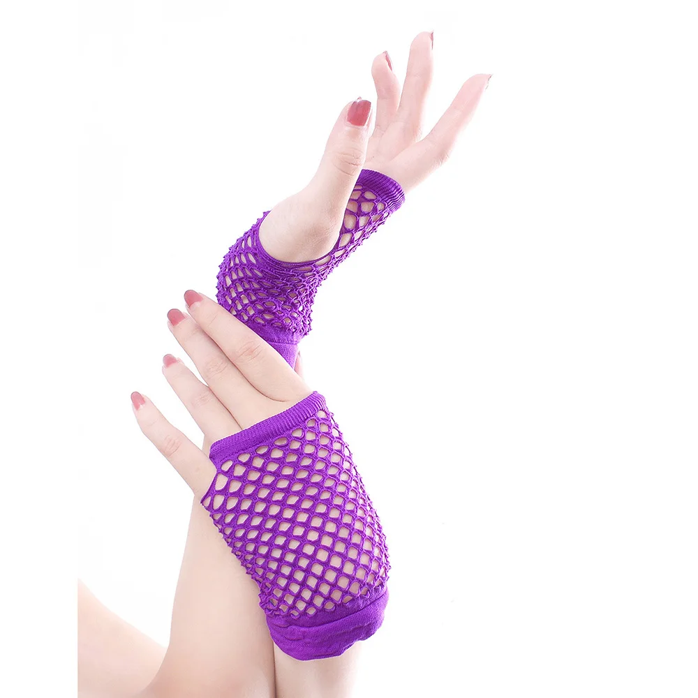 
Ladies Neon Party fingerless Mesh Fishnet Adult Gloves sexy night club gloves 