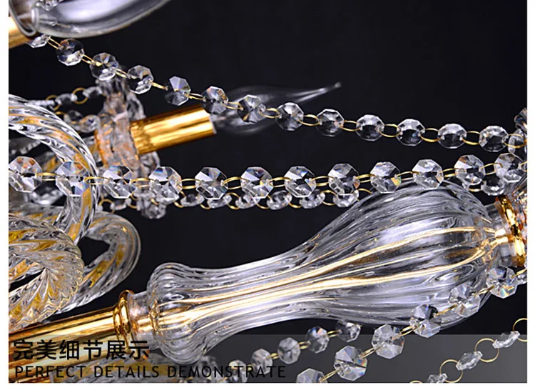 Golden crystal chandelier transparent glass chandelier luxury hotel lighting