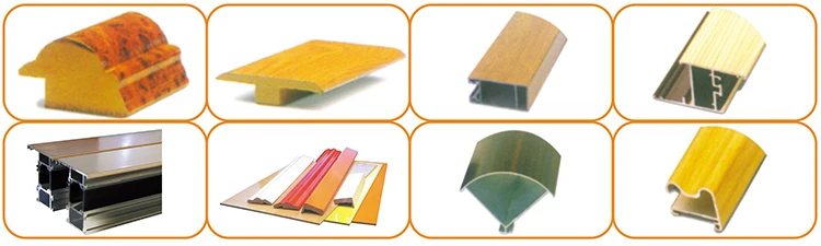 3 sides Wooden Door Frame PVC Film or Decorating Paper aluminium/WPC Profile PUR glue Wrapping Machine