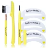 Factory wholesale yellow eyebrow tool kit womens face brow razor with eyebrow stencil and comb