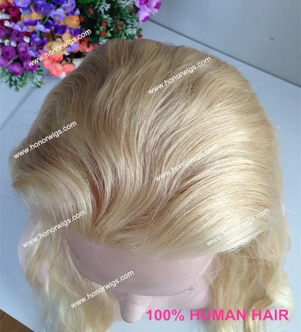 

F819 stock Chinese human hair full lace wig #613 color 22" length 130% hair density natural wave wigs