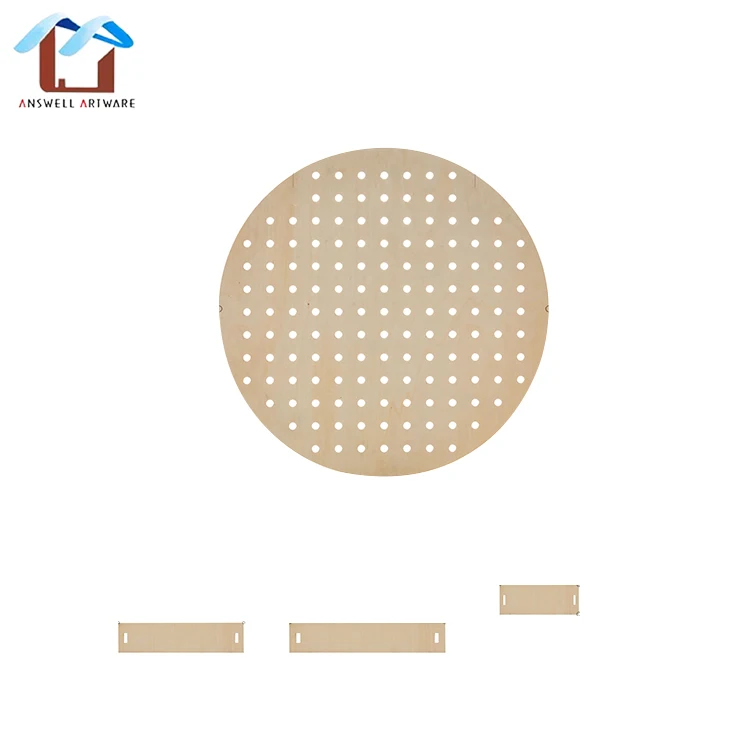 
Solid Modern Adjustable Round Display Mdf Panel Wall Decoration Hook Wooden Pegboard 