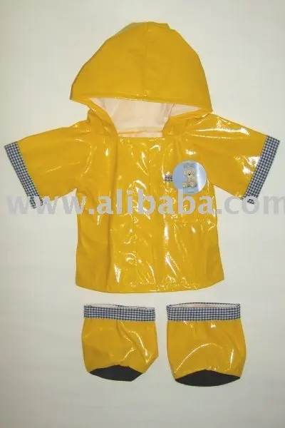 teddy bear with yellow raincoat