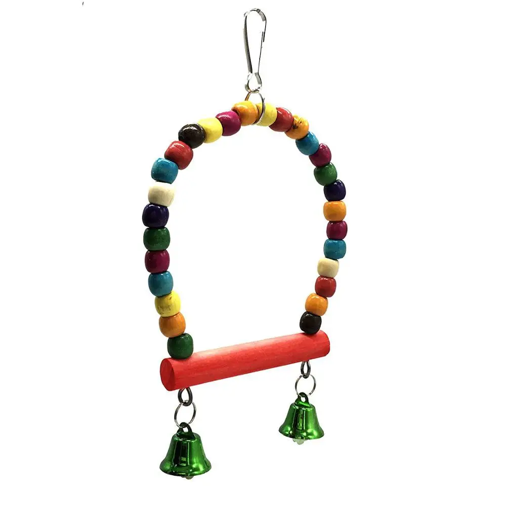 

Small and medium-sized parrot swing toy with colorful wooden bead amd rainbow bell, As the pictures