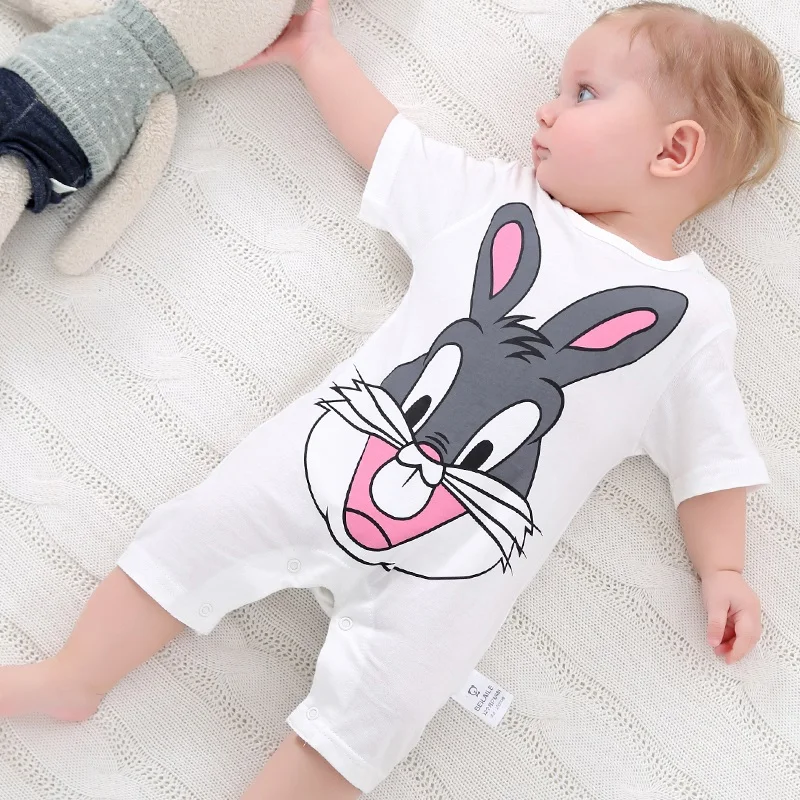 

Wholesale High Quality Baby Playsuit Clothes Cartoon Patch Embroidered Baby Rompers cotton