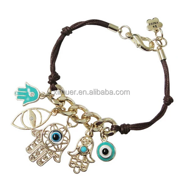 

Hand of fatima pendant evil eye bracelet