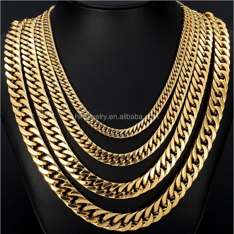 Latest 20mm Dubai New Gold Filled Stainless Steel Cuban Link Chain ...