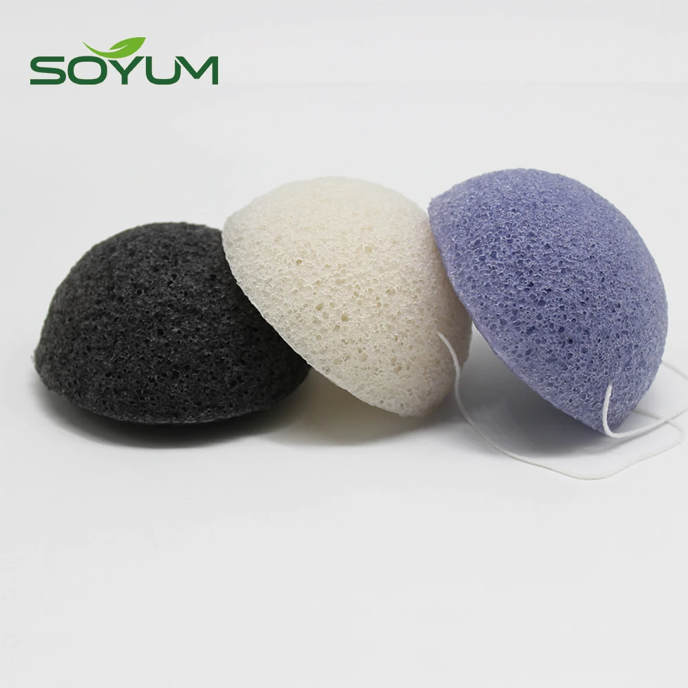 

Natural charcoal konjac sponge (OEM, Charcoal/white/red/green/yellow/lavender
