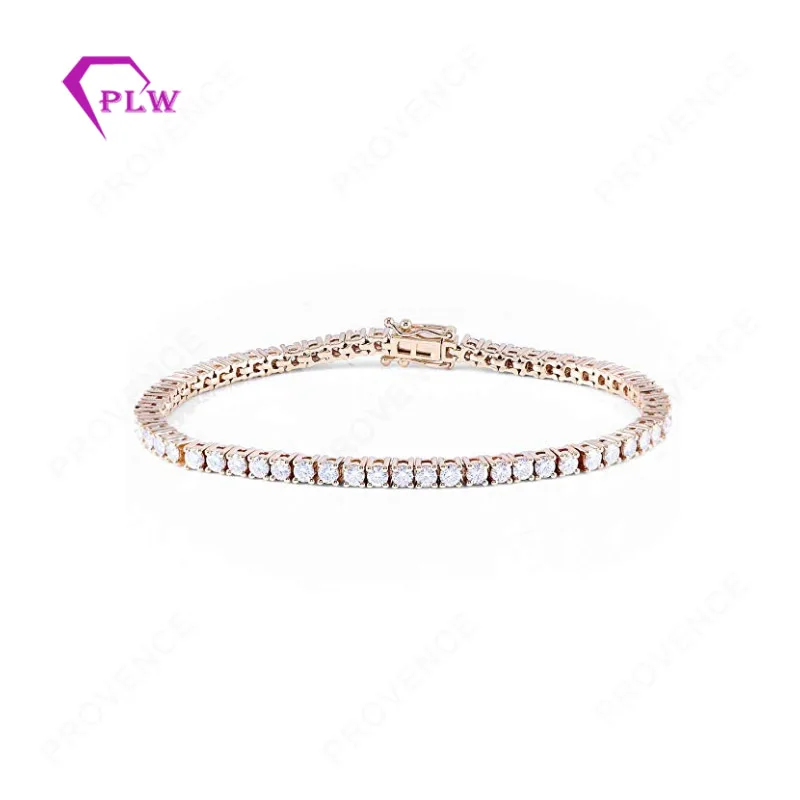 3.5mm Round Cut Moissanite Diamond Tennis Bracelet 14k White Gold Or