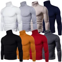 

Top Quality New Men'S Sweaters Casual Solid Color Turtleneck Sweater Knitted Pullovers