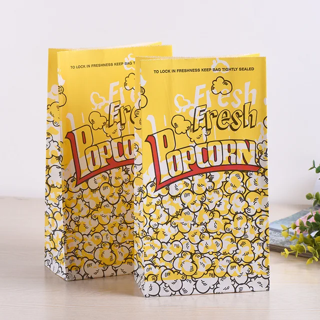 customized square bottom oil-proof popcorn paper bag