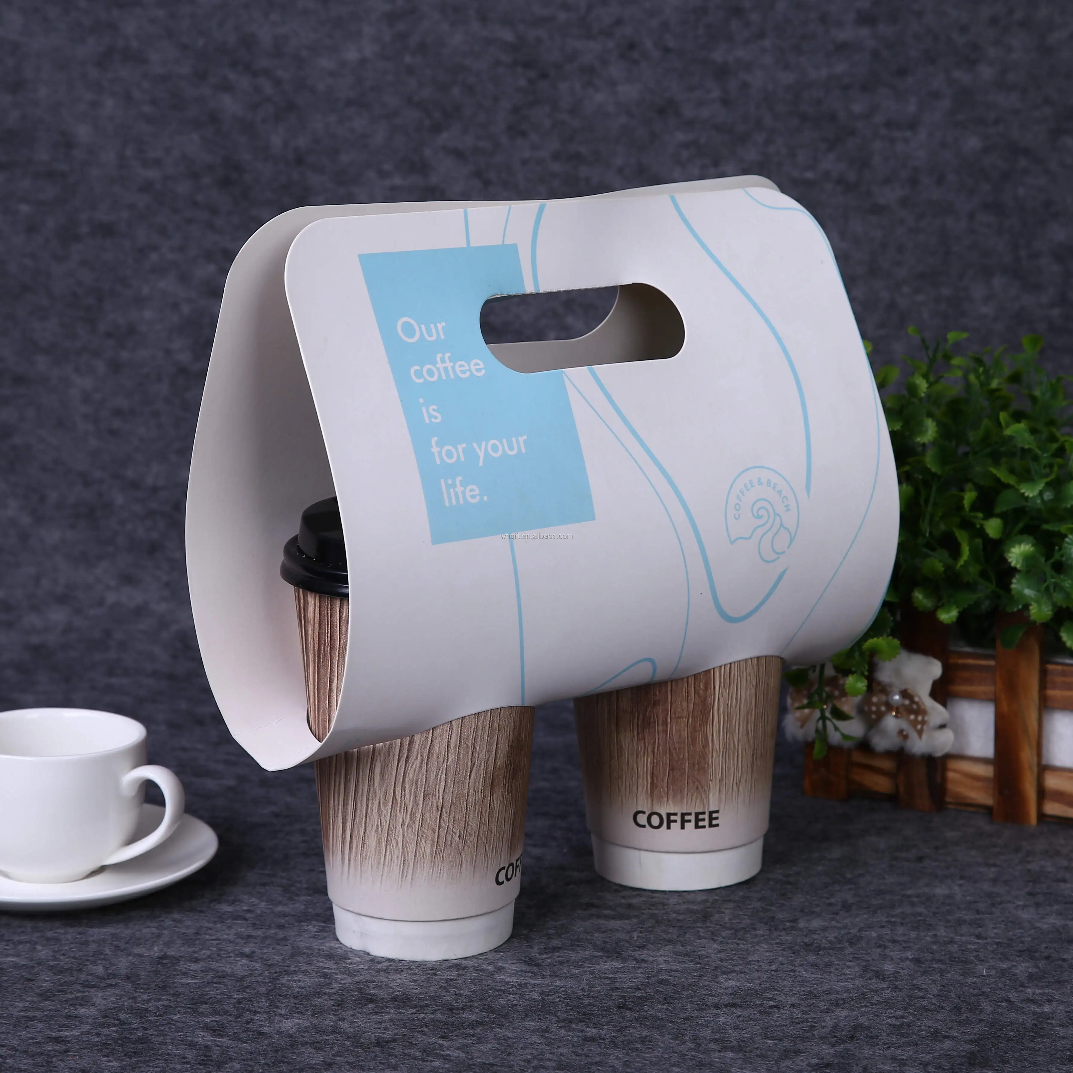 Tea Coffee Hot And Cold Drinks Double Cup Paper Cardboard Tray Holder ...