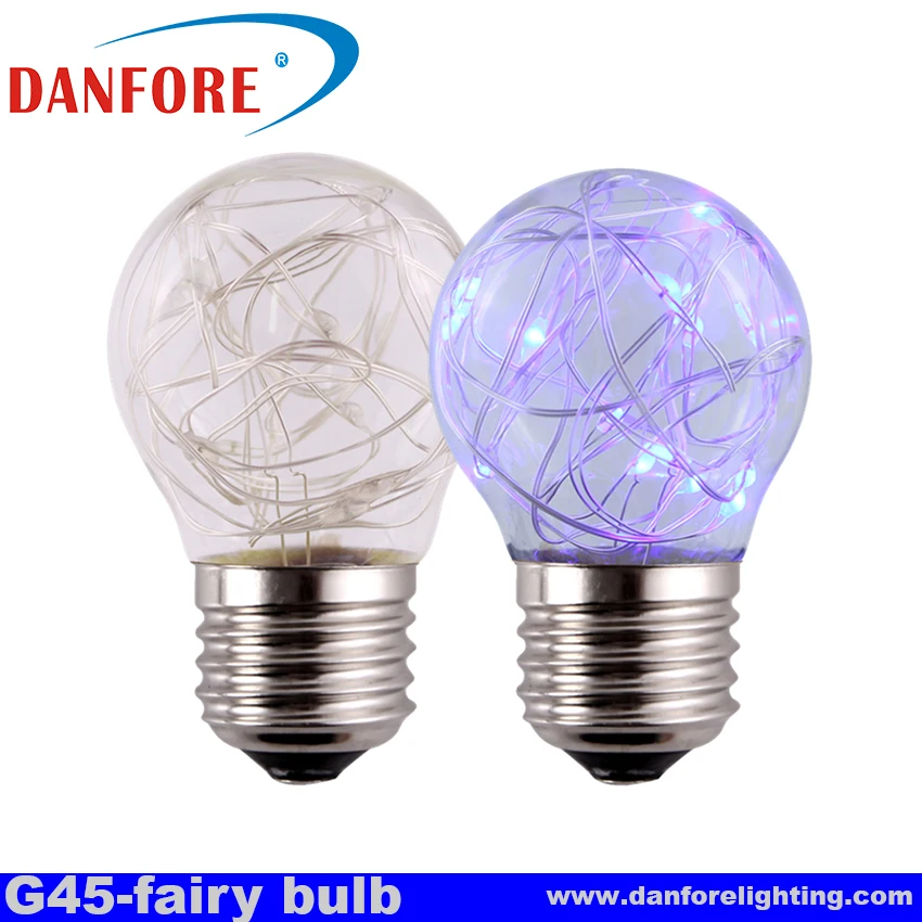 Amazon Hot Sell 15LED G45 Blue light color copper wire led bulb with E27 base