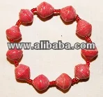 Red Paper Beaded Bangle - Kenya