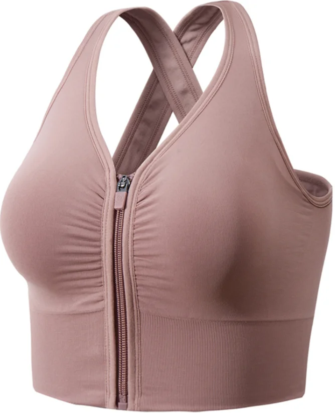 

Seamless fitness bra front zipper high impact support yoga sports bra underwear For Women