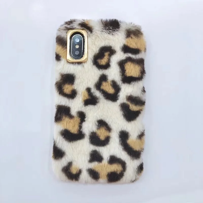 

Leopard grain Fluffy Hair Cell Phone Cover For iphone x/10 Luxury Cases For iphone XS/MAX Shell