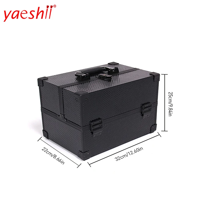 

Yaeshii Professional Multilayer Portable nail polish Beauty carrying Storage Hard Organizer Cosmetic makeup artist case, Black