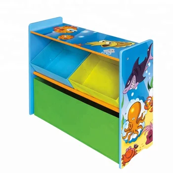Kids Wood Toy Storage Organizer With Fabric Boxes Buy Kid