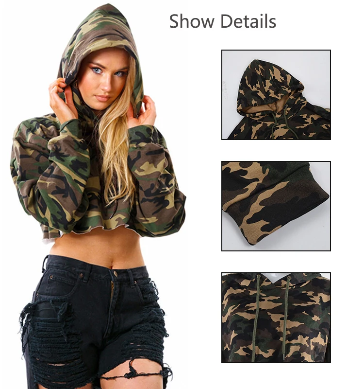 camo crop top hoodie