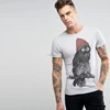 Professional design round neck grey plain with owl pattern elastane t shirt