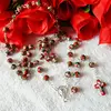 8mm red cloisonne bead rosary necklace
