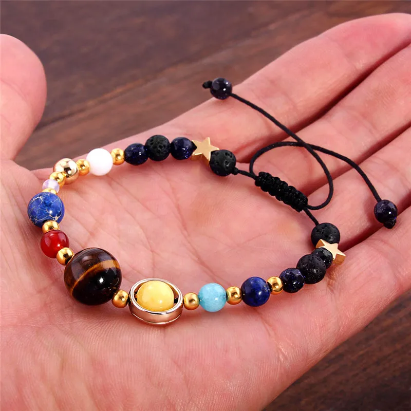 

Universe Galaxy the Eight Planets in the Solar System Guardian Star Natural Stone Beads Bracelet for Men women, Photo