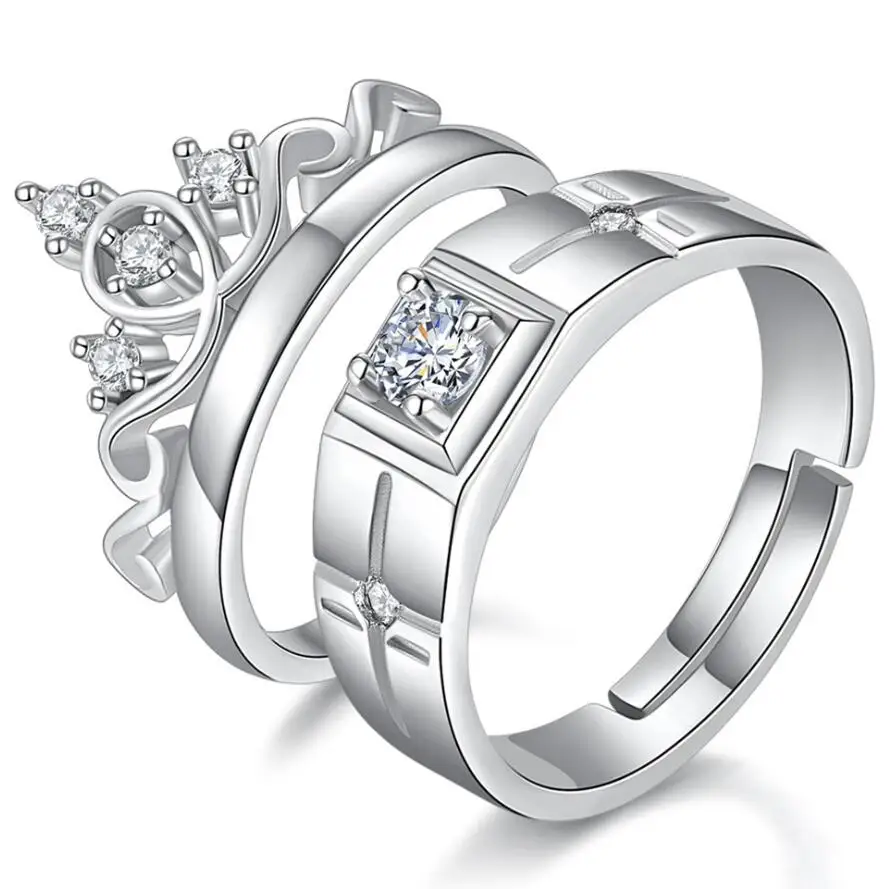 

2018 new LOVE crown zircon couple ring for men and women silver ring