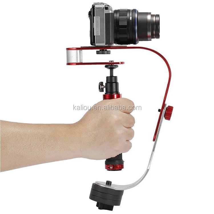 

Kaliou New Aluminum Professional Handheld Camcorder Video DSLR Camera Stabilizer for Gopros and Smartphone, Red & white