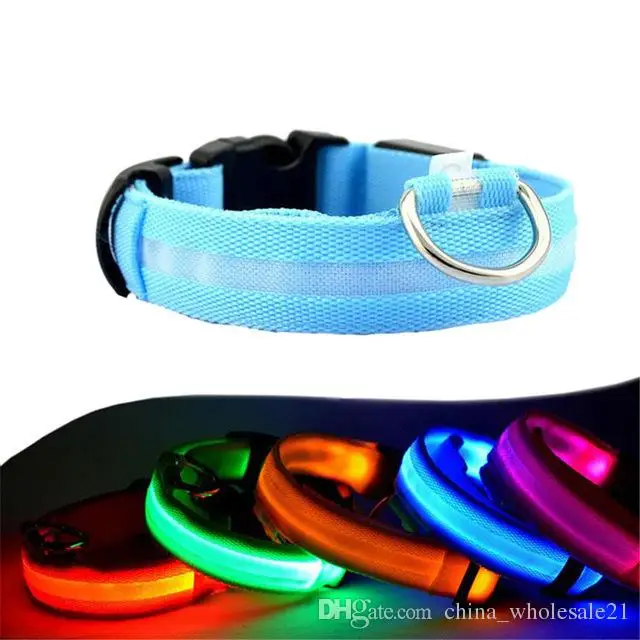 

Night Safety LED Dogs Collar,Nlon Lights Flashing Glow In Dark Electric Pet Coolars 6Colors Pet Supplies Dog Cat Leash Dropship