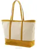 HB034 Big Capacity Leather Handle Women Tote Cotton Canvas Shopper Bag