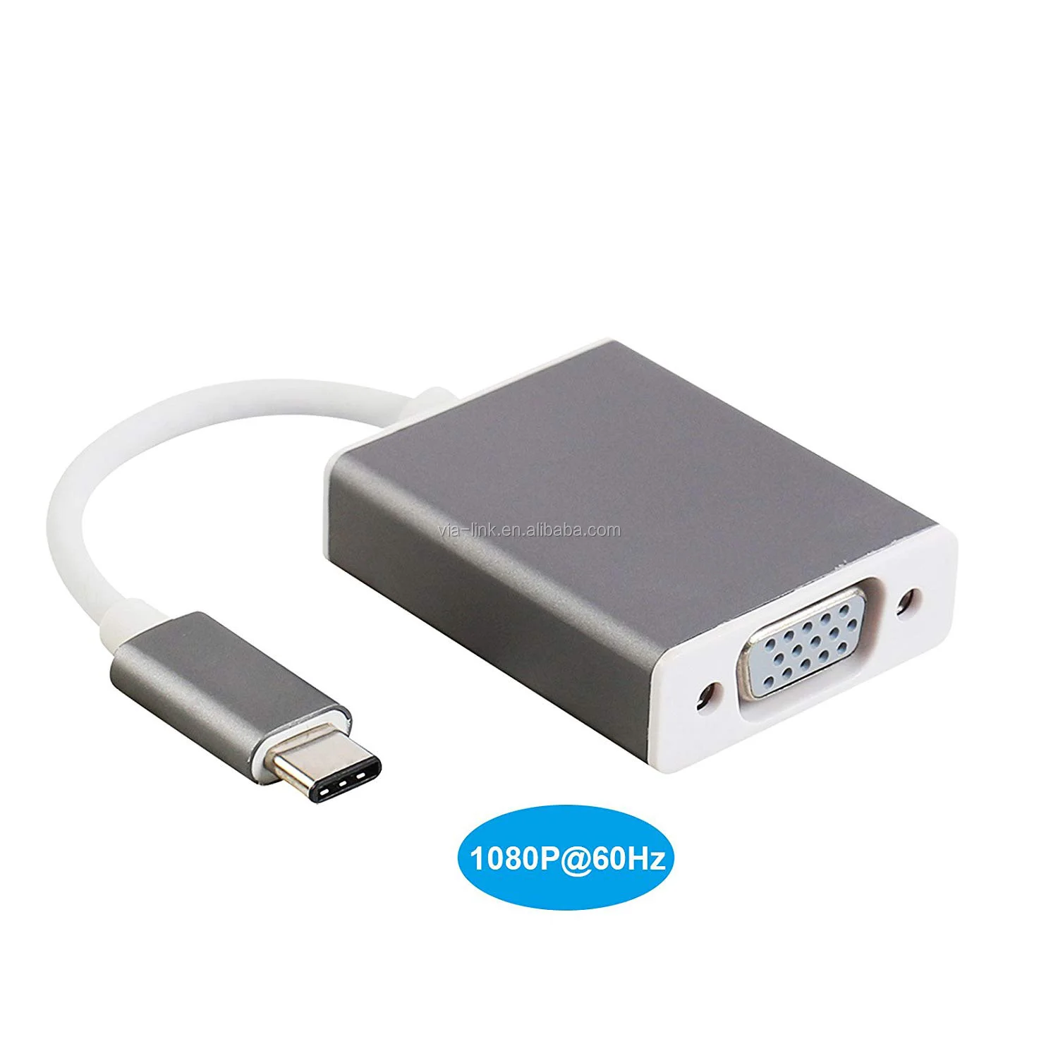 

USB 3.1 Type C To VGA Converter Type-C To HDTV Adapter Cable Male To Female Full HD 1080P for Macbook, Silver