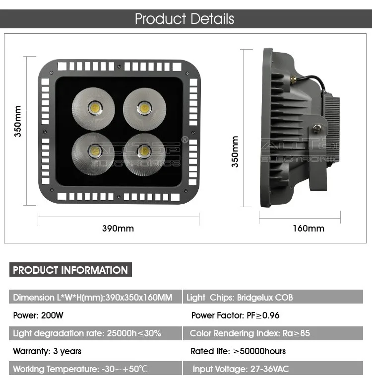 High lumen ip65 waterproof outdoor 200 watt 300 watt 350 watt 400 watt led flood light