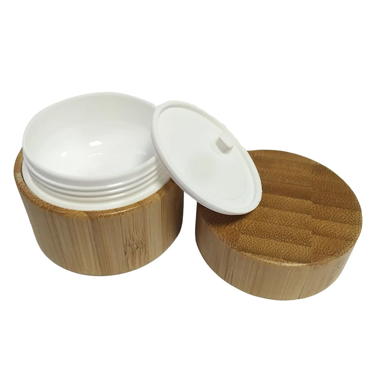 4 Oz Frosted Glass Jar With Bamboo Lid,50ml Wooden Bamboo Jar,Bamboo
