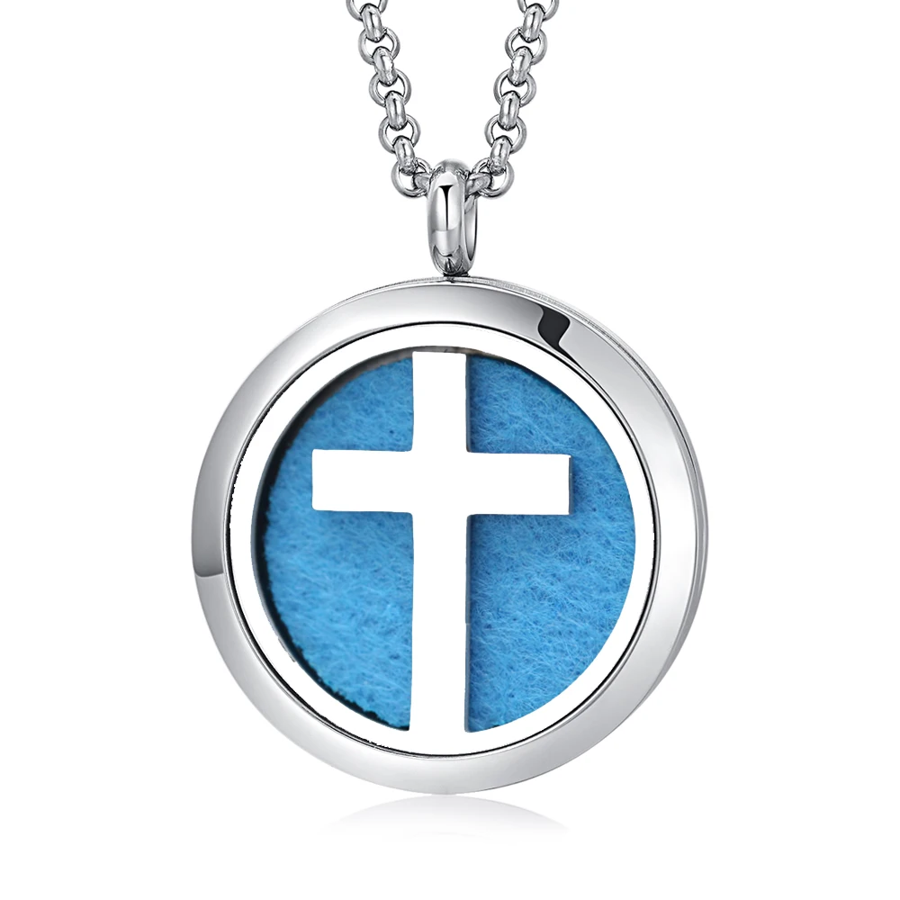 

New arrival cross pendant aroma essential oil diffuser necklace