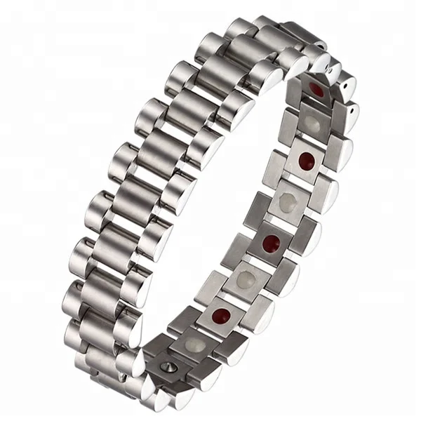 

high fashion stainless steel band men silver jewelry magnetic bracelet