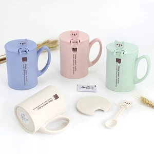 Image of best selling custom ECO-friendly 450ml coffee mug with spoon cover combination