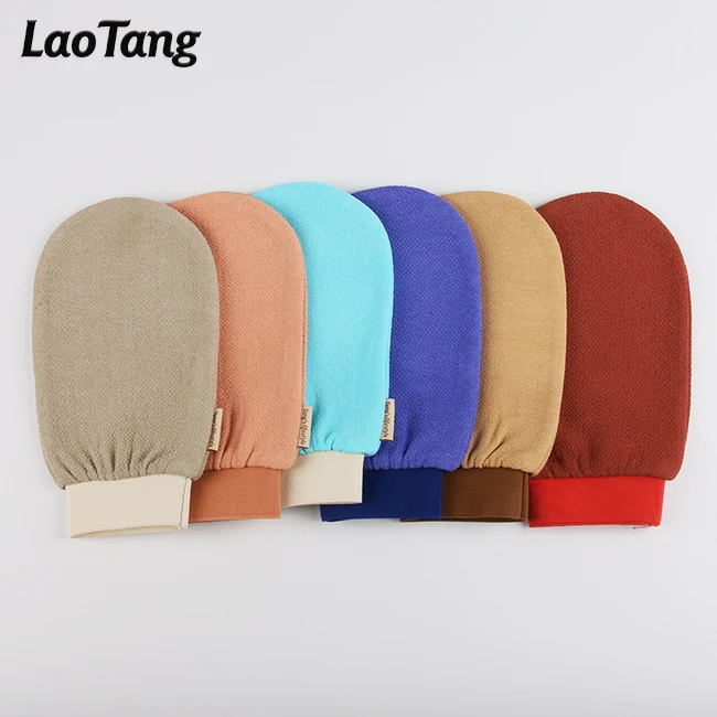 

Natural Viscose Moroccan Exfoliating Bath Gloves Shower Body Washing Bath Shower Sponge Mitt Hammam Glove, Black other solid color