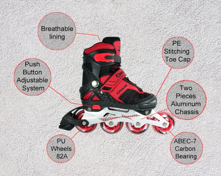 The Popular Push Button Adjustable System Wheel Shoes Roller Inline