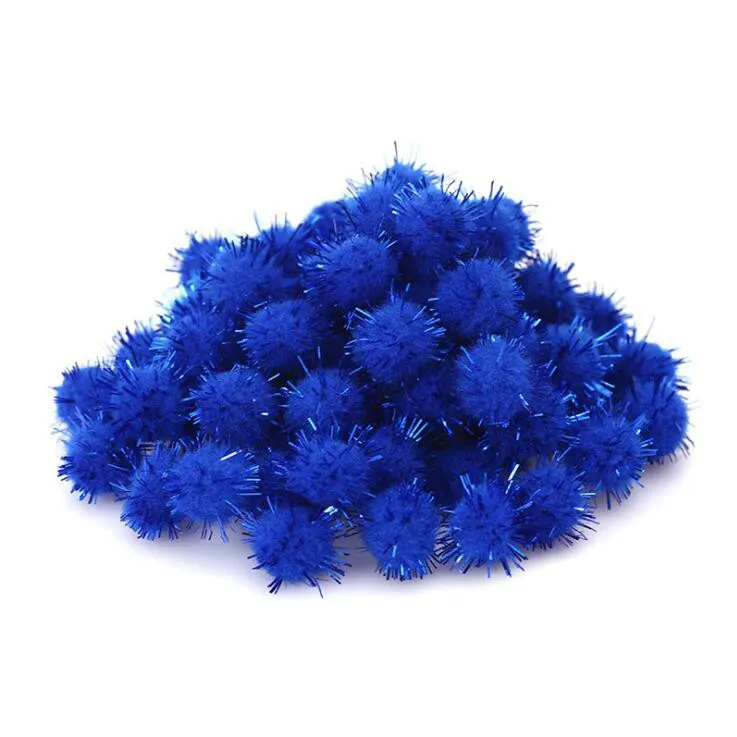 Royal Blue Glitter Pompom Arts And Crafts Fuzzy Pom Poms Balls Diameter ...