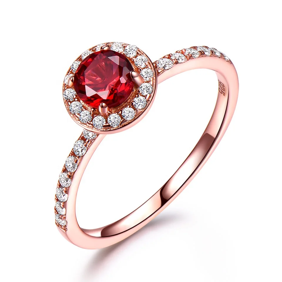 

Wholesale Gold Plating Fancy 3A Cz Ruby Natural Gemstone 925 Sterling Silver Womans Ring Jewelry