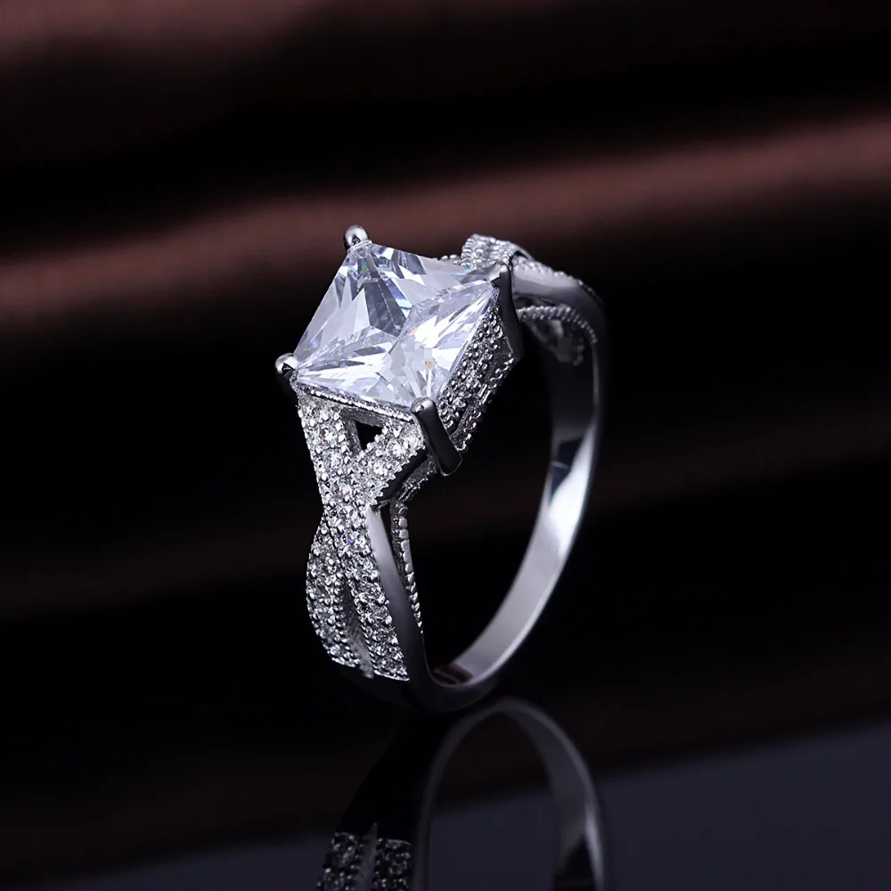 

Sale Sterling Silver Square Stone X Band Rings Jewelry For Cheap