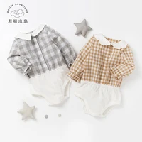 

Boutique organic cotton plaid newborn romper baby bodysuit blouse shirt