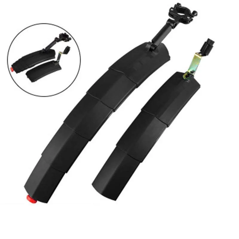 

2PCS Telescopic Folding Bicycle Mudguard Taillight MTB Front Rear Mudguards, As details