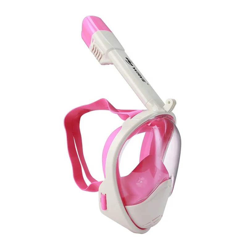 

Wholesale free dive mask 180 degree seaview silicone full face dive mask diving snorkel set, Pink,blue,black etc