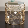Hot selling decorative gold metal eyelet mirrored end table side table nightstand perfect for living roon and bedroom use