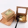 Salad cardboard box with window,take out fruit containers,takeaway food disposable kraft paper boxes